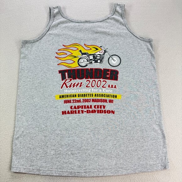 Vintage Anvil Harley-Davidson Thunder Run Tank Top Mens L Gray Madison WI 2002 - Picture 1 of 5